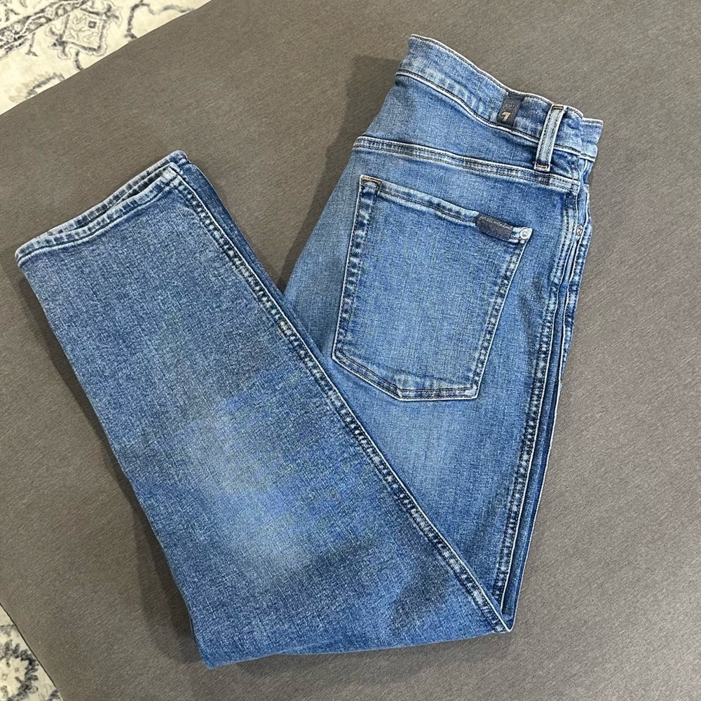 7 For All Mankind Cropped Straight Jeans 32
